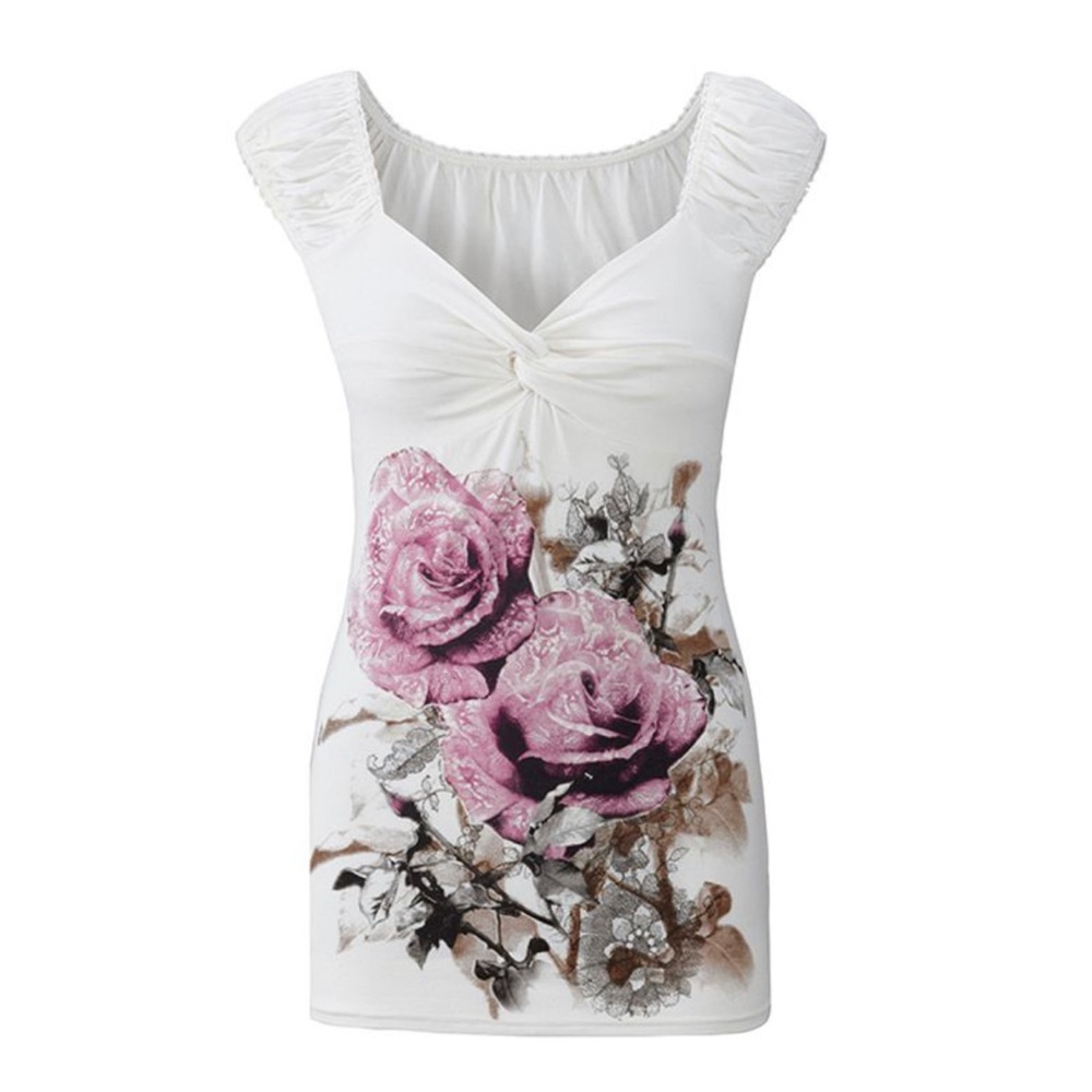 Pink Roses V-Neck Casual Shirt